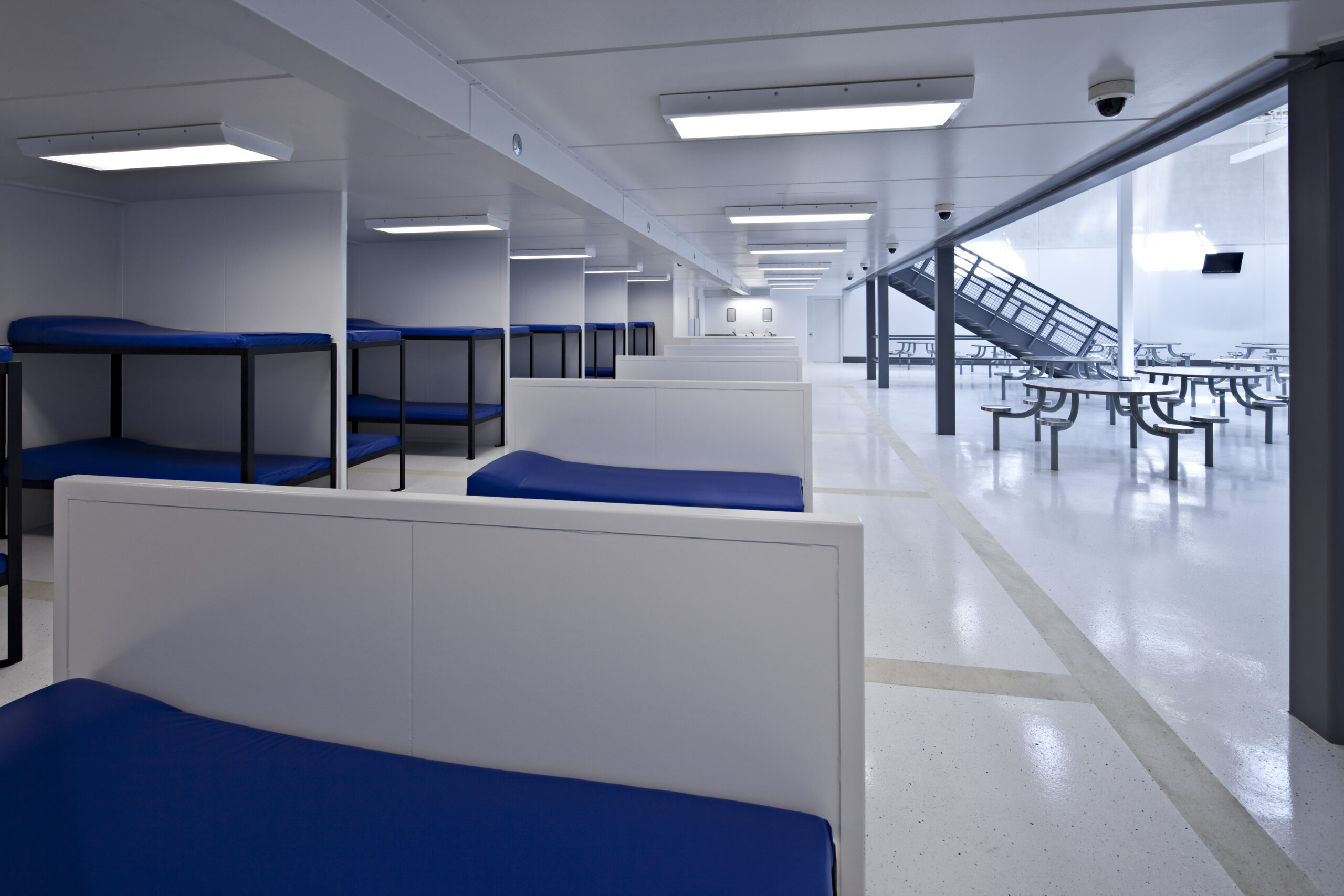 Seattle, Washington, USA,Beds in minimum security jail corridor